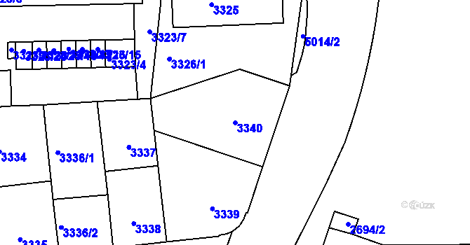 Parcela st. 3340 v KÚ Přerov, Katastrální mapa