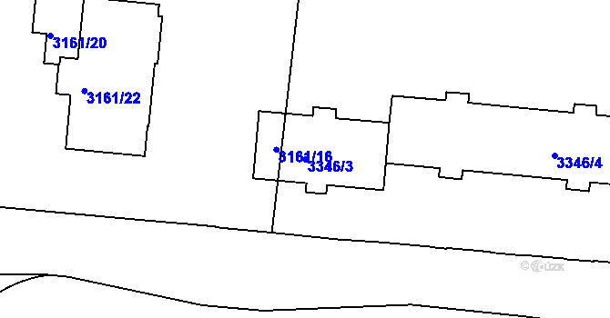 Parcela st. 3346/3 v KÚ Přerov, Katastrální mapa