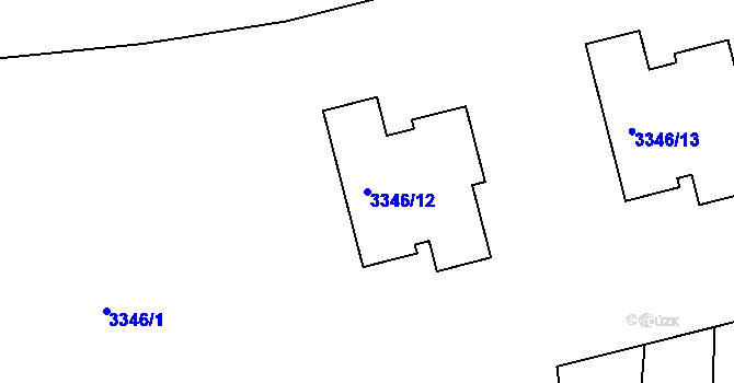 Parcela st. 3346/12 v KÚ Přerov, Katastrální mapa