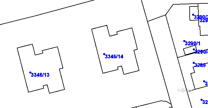 Parcela st. 3346/14 v KÚ Přerov, Katastrální mapa