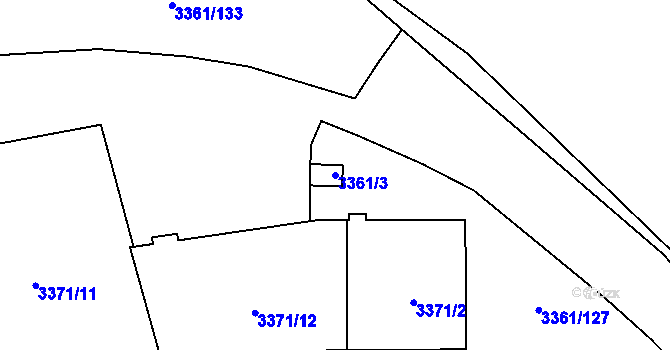 Parcela st. 3361/3 v KÚ Přerov, Katastrální mapa