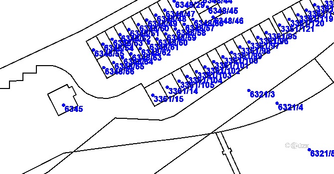 Parcela st. 3361/14 v KÚ Přerov, Katastrální mapa