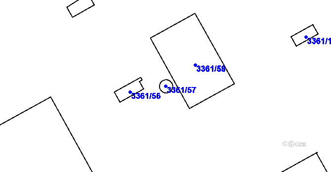 Parcela st. 3361/57 v KÚ Přerov, Katastrální mapa