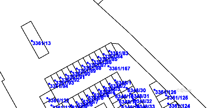 Parcela st. 3361/84 v KÚ Přerov, Katastrální mapa