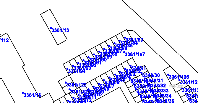 Parcela st. 3361/88 v KÚ Přerov, Katastrální mapa