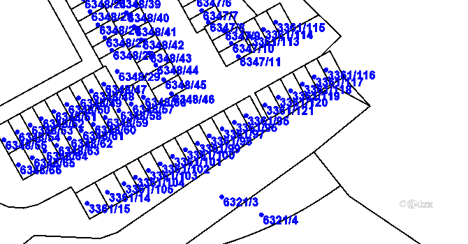 Parcela st. 3361/96 v KÚ Přerov, Katastrální mapa