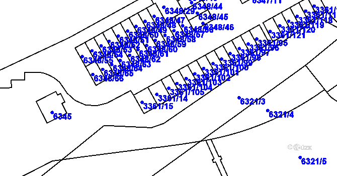 Parcela st. 3361/105 v KÚ Přerov, Katastrální mapa