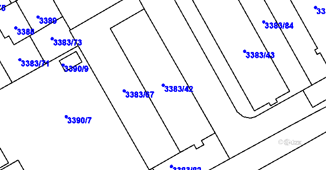 Parcela st. 3383/42 v KÚ Přerov, Katastrální mapa