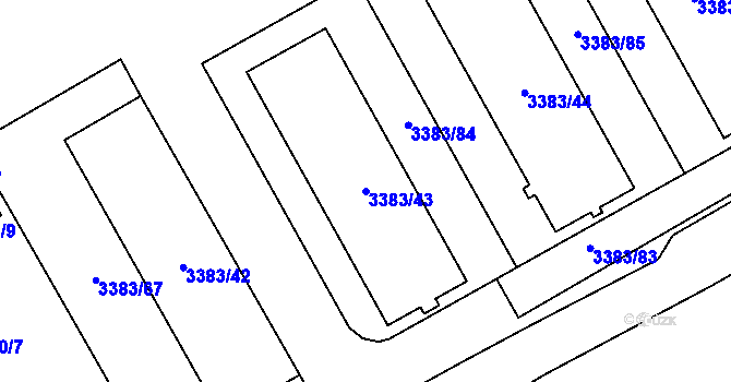Parcela st. 3383/43 v KÚ Přerov, Katastrální mapa