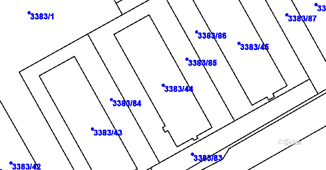 Parcela st. 3383/44 v KÚ Přerov, Katastrální mapa