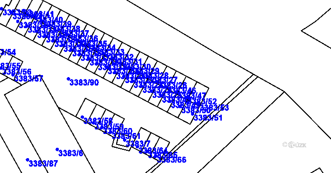 Parcela st. 3383/46 v KÚ Přerov, Katastrální mapa