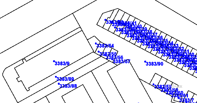 Parcela st. 3383/55 v KÚ Přerov, Katastrální mapa