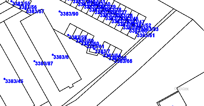 Parcela st. 3383/64 v KÚ Přerov, Katastrální mapa