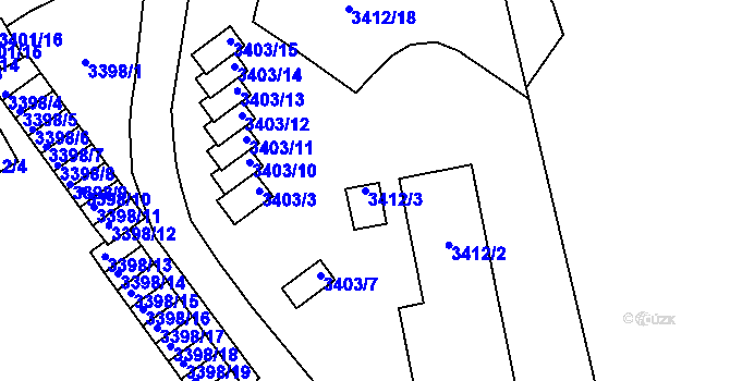 Parcela st. 3412/3 v KÚ Přerov, Katastrální mapa