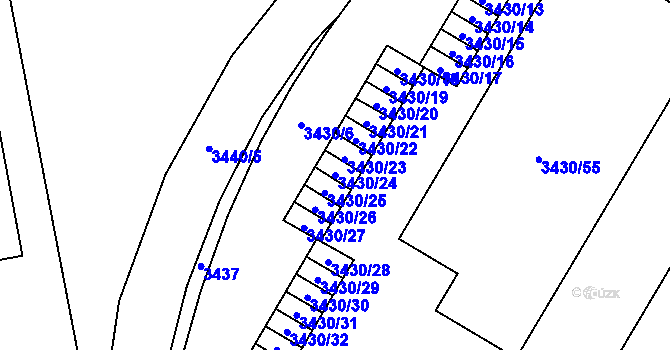 Parcela st. 3430/24 v KÚ Přerov, Katastrální mapa