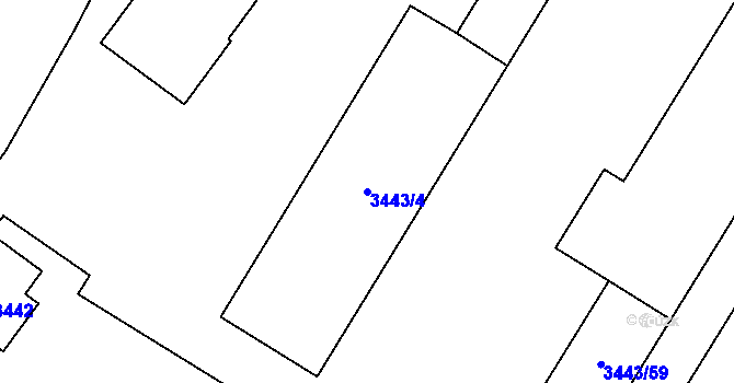 Parcela st. 3443/4 v KÚ Přerov, Katastrální mapa