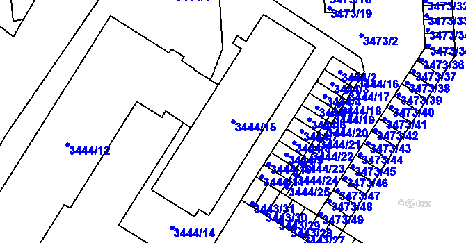 Parcela st. 3444/15 v KÚ Přerov, Katastrální mapa