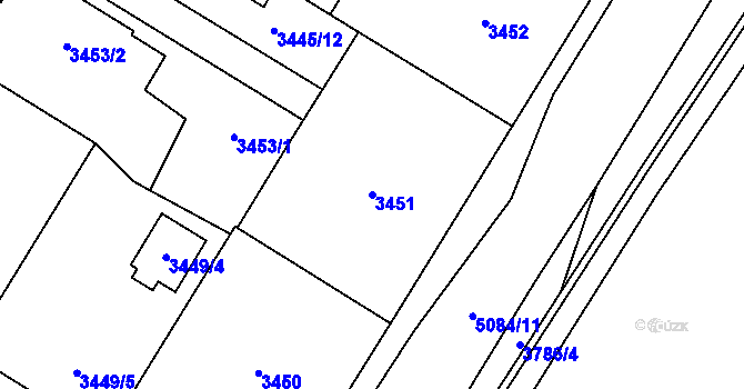 Parcela st. 3451 v KÚ Přerov, Katastrální mapa