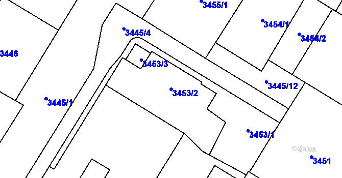 Parcela st. 3453/2 v KÚ Přerov, Katastrální mapa