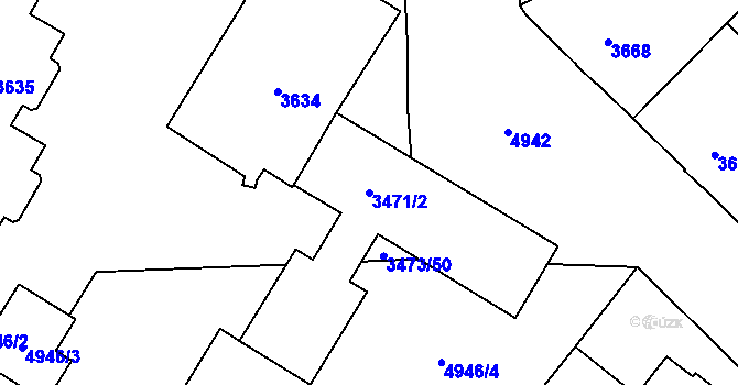 Parcela st. 3471/2 v KÚ Přerov, Katastrální mapa