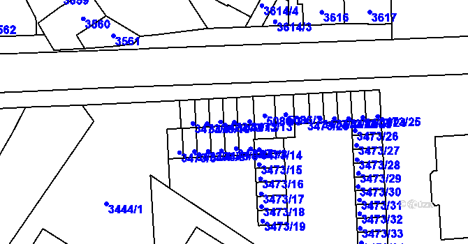 Parcela st. 3473/12 v KÚ Přerov, Katastrální mapa