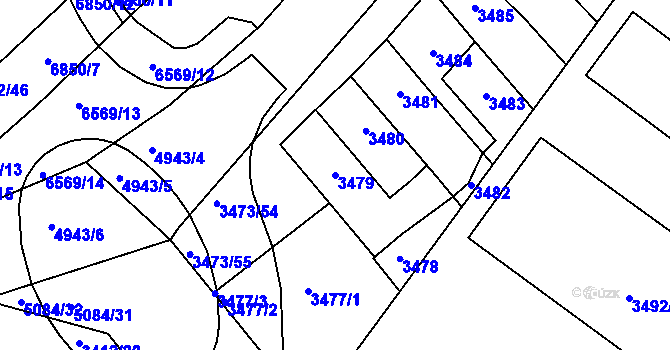 Parcela st. 3479 v KÚ Přerov, Katastrální mapa