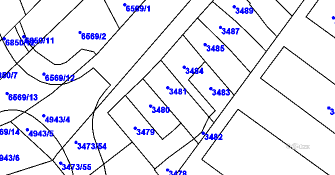 Parcela st. 3481 v KÚ Přerov, Katastrální mapa