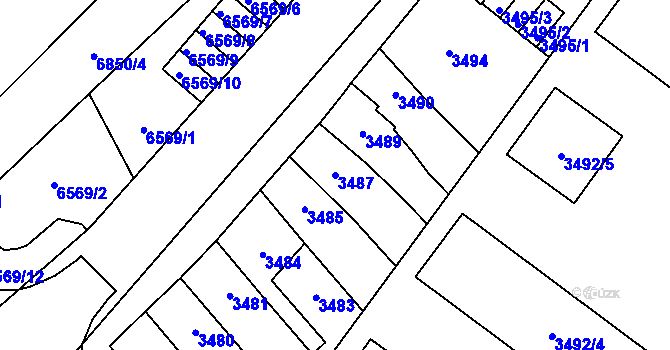 Parcela st. 3487 v KÚ Přerov, Katastrální mapa