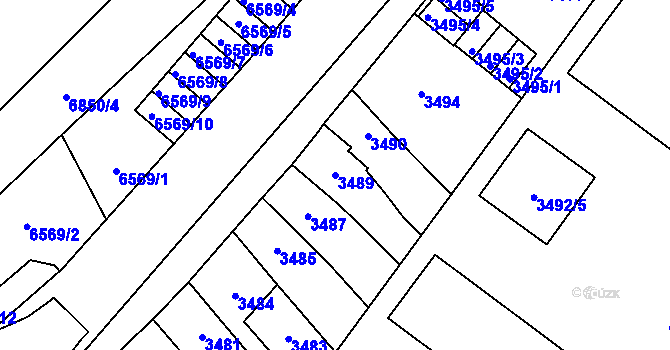 Parcela st. 3489 v KÚ Přerov, Katastrální mapa