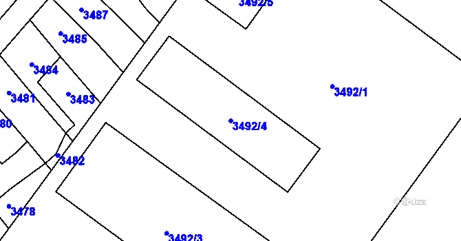 Parcela st. 3492/4 v KÚ Přerov, Katastrální mapa
