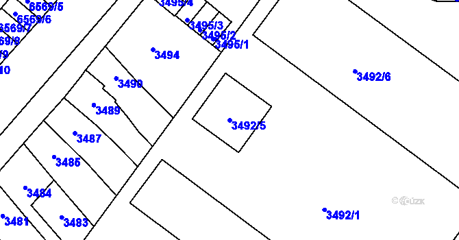 Parcela st. 3492/5 v KÚ Přerov, Katastrální mapa