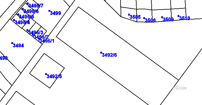 Parcela st. 3492/6 v KÚ Přerov, Katastrální mapa