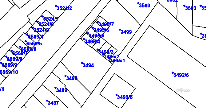 Parcela st. 3495/2 v KÚ Přerov, Katastrální mapa
