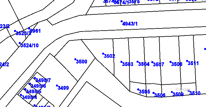 Parcela st. 3502 v KÚ Přerov, Katastrální mapa