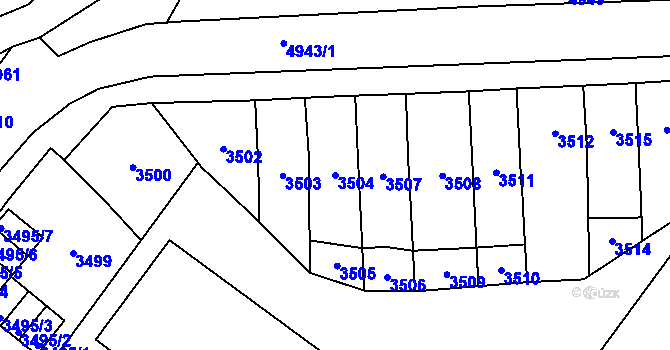 Parcela st. 3504 v KÚ Přerov, Katastrální mapa