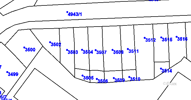 Parcela st. 3507 v KÚ Přerov, Katastrální mapa