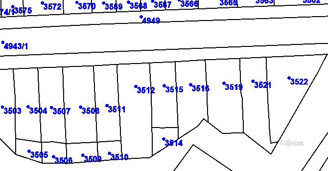 Parcela st. 3515 v KÚ Přerov, Katastrální mapa