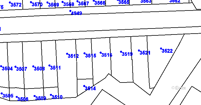 Parcela st. 3516 v KÚ Přerov, Katastrální mapa