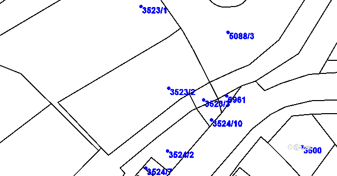 Parcela st. 3523/2 v KÚ Přerov, Katastrální mapa