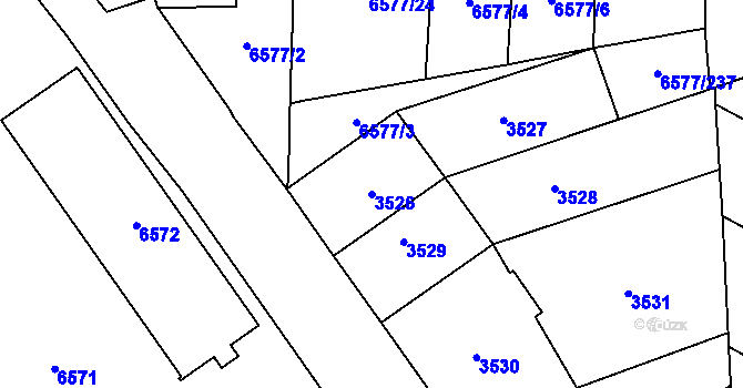 Parcela st. 3526 v KÚ Přerov, Katastrální mapa