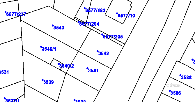 Parcela st. 3542 v KÚ Přerov, Katastrální mapa