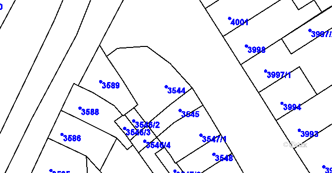 Parcela st. 3544 v KÚ Přerov, Katastrální mapa