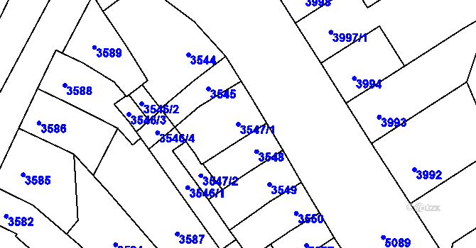 Parcela st. 3547/1 v KÚ Přerov, Katastrální mapa