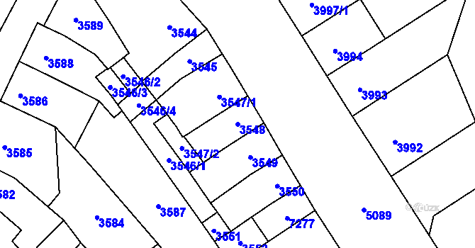 Parcela st. 3548 v KÚ Přerov, Katastrální mapa