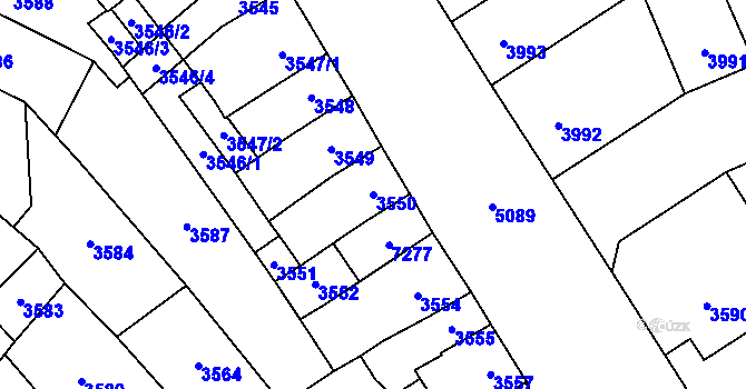 Parcela st. 3550 v KÚ Přerov, Katastrální mapa