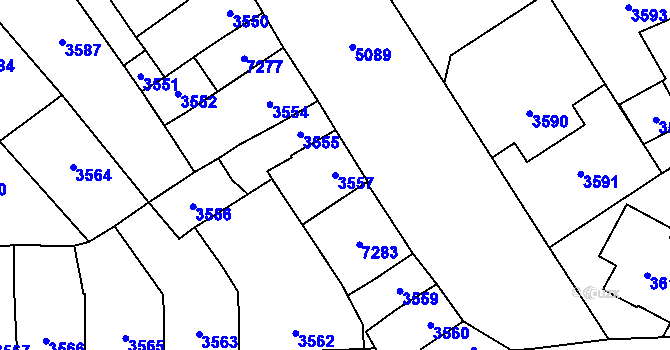 Parcela st. 3557 v KÚ Přerov, Katastrální mapa