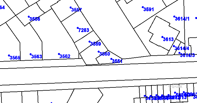 Parcela st. 3560 v KÚ Přerov, Katastrální mapa