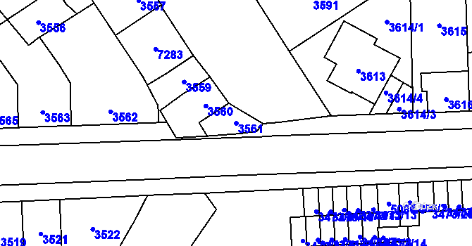 Parcela st. 3561 v KÚ Přerov, Katastrální mapa