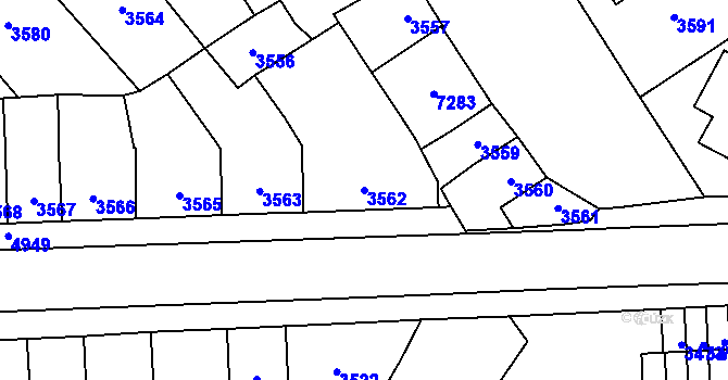 Parcela st. 3562 v KÚ Přerov, Katastrální mapa