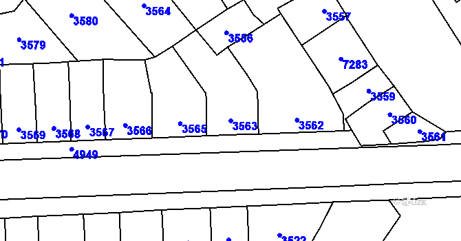 Parcela st. 3563 v KÚ Přerov, Katastrální mapa